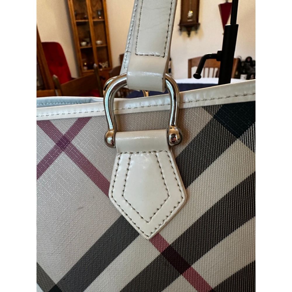 Burberry Beige & Burgundy Multi-Color Tote Bag - Picture 6 of 16